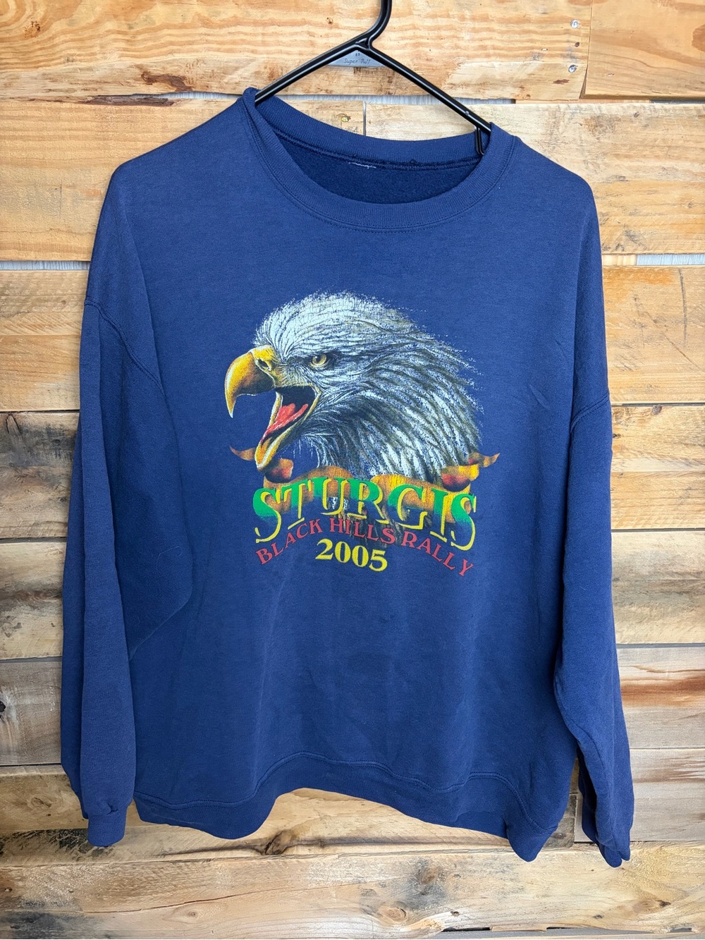 Sturgis 2005 Black Hills Rally Navy Eagle Graphic Sweatshirt